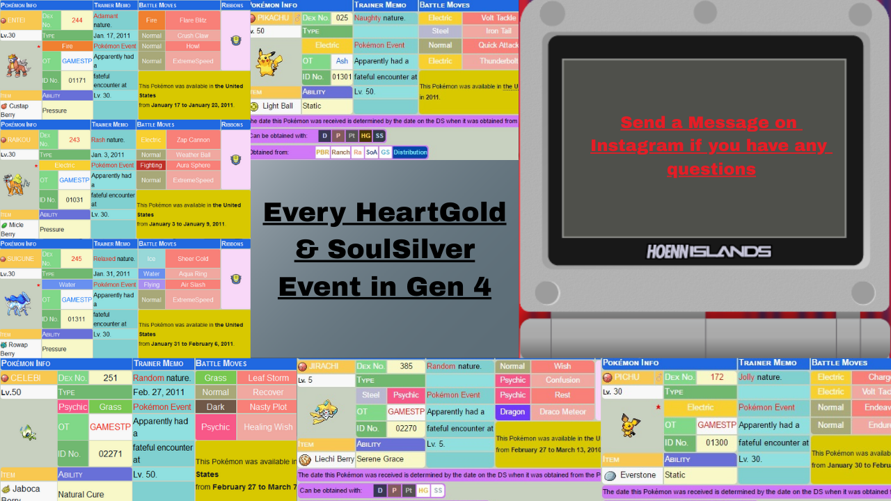 Pokémon HeartGold & SoulSilver Event Package! (ALL EVENTS FOR HEARTGOLD & SOUILSILVER!)
