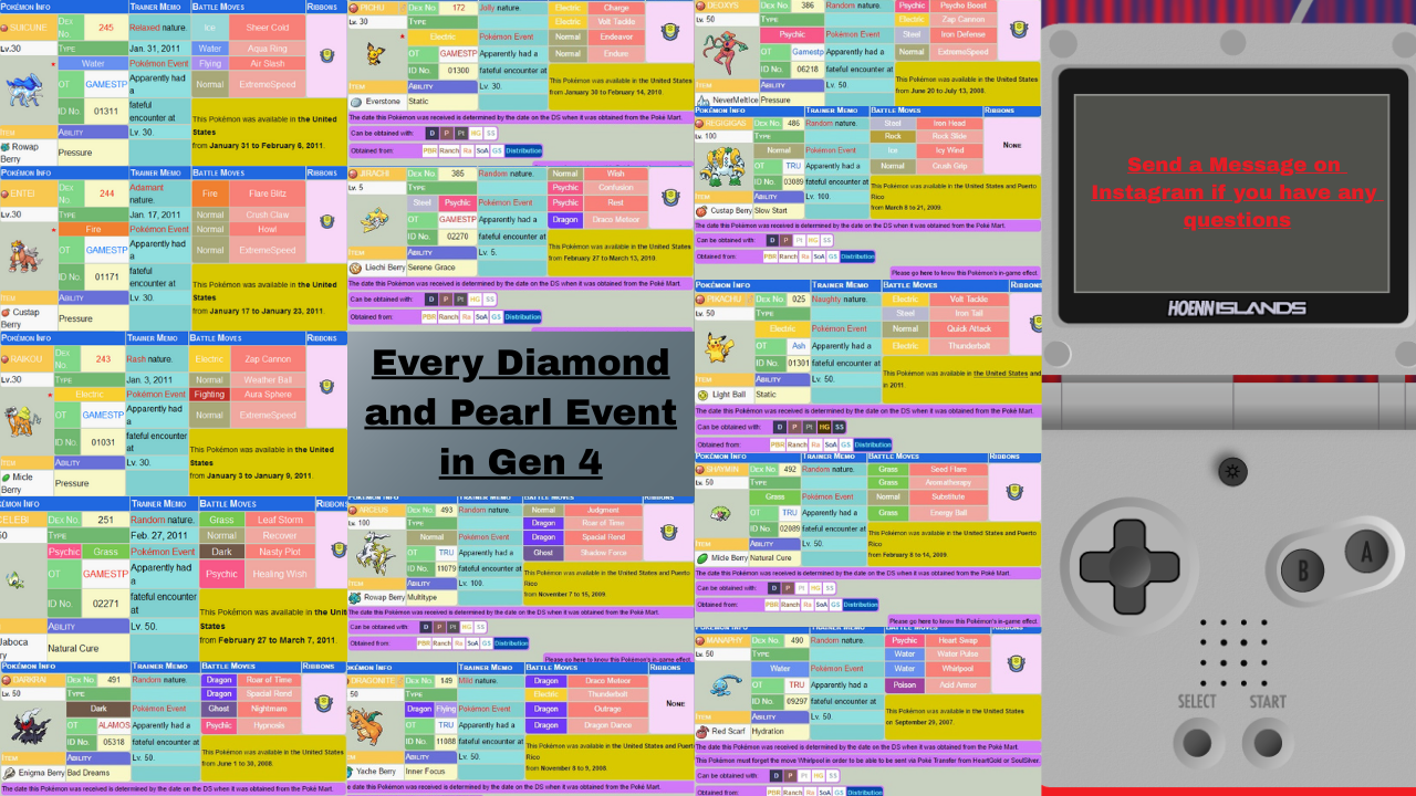 Pokémon Diamond and Pearl Event Package! (ALL EVENTS FOR DIAMOND AND PEARL!)