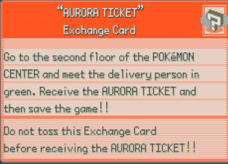 Aurora Ticket Distribution For Pokémon  Emerald!